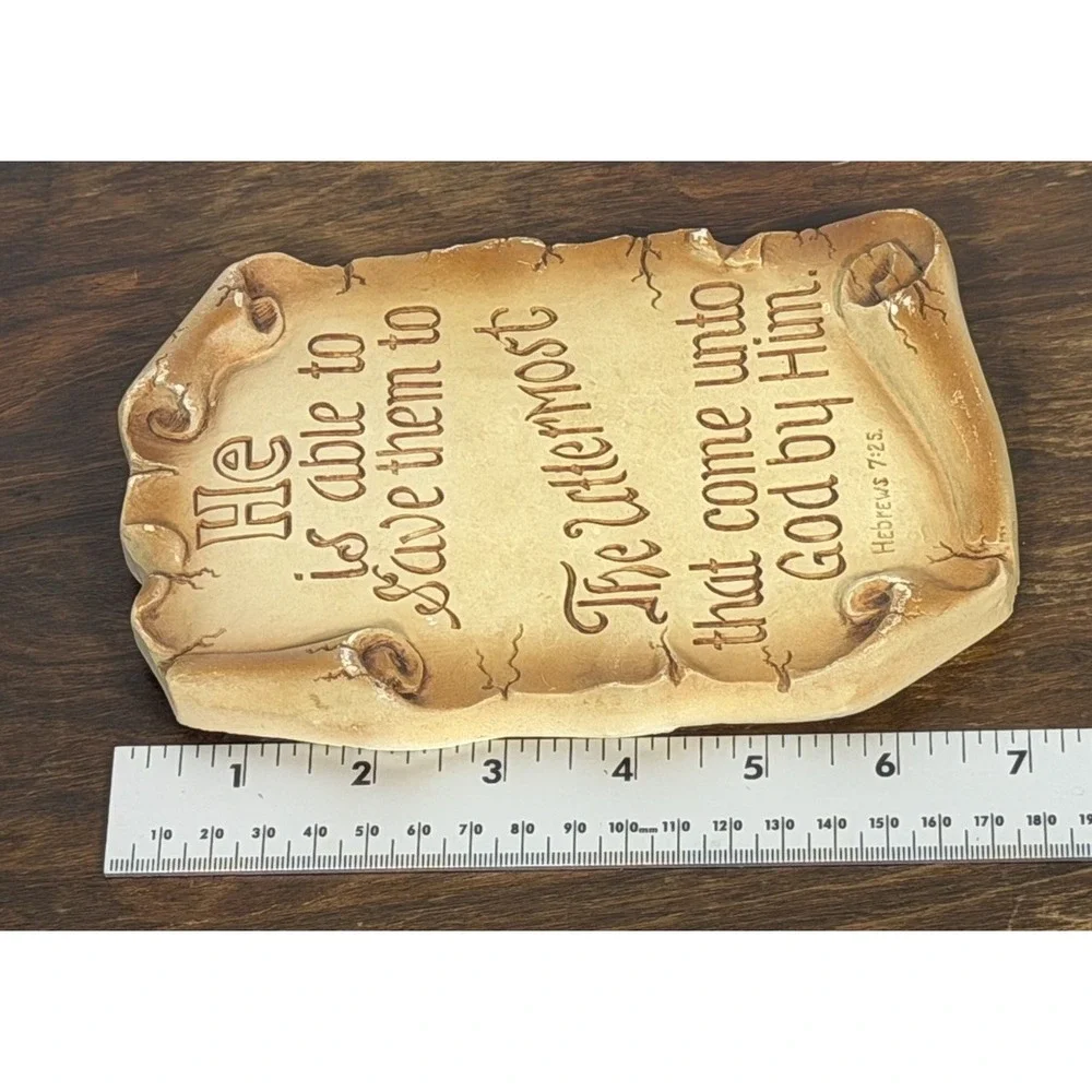 Vintage 1941 He Is Able To Save Uttermost Chalkware Plaque USA Preowned